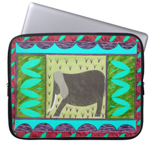 Keniaanse ellephant Aqua-laptophoes Laptop Sleeve