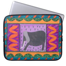 Keniaanse ellephant Sinaasappel laptophoes Laptop Sleeve