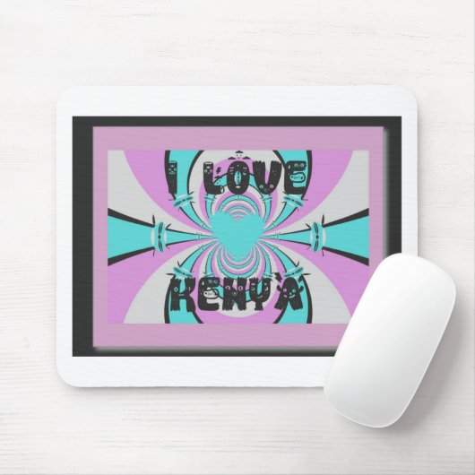 Keniaanse hartkunst: ik hou van Kenia Muismat (Met muis)