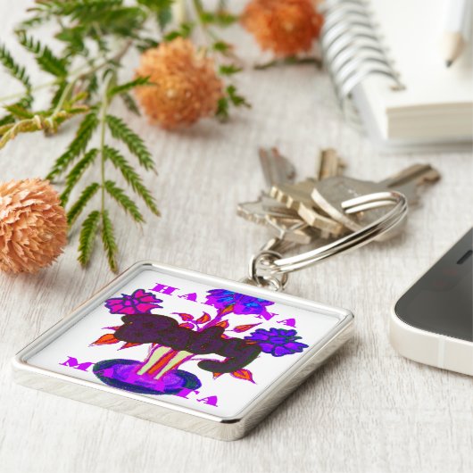 Keniaanse hartkunst: ik hou van Kenia Sleutelhanger (Zijkant)