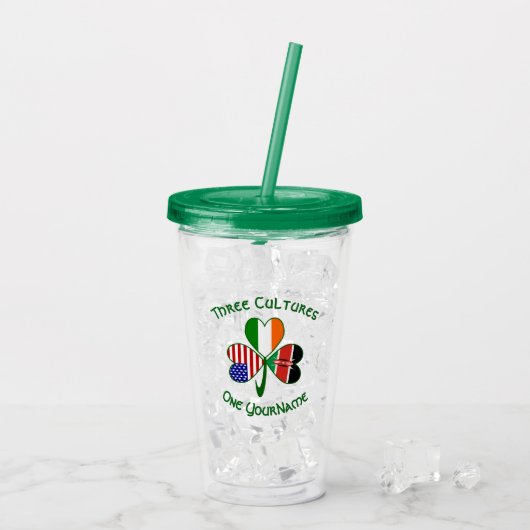 Keniaanse Iers-Amerikaanse vlag Shamrock gepersona Acryl Drinkbeker (Achterkant ijs)
