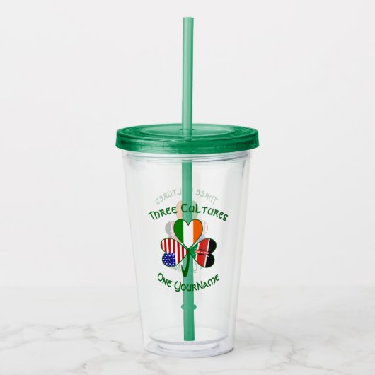 Keniaanse Iers-Amerikaanse vlag Shamrock gepersona Acryl Drinkbeker (Voorkant)