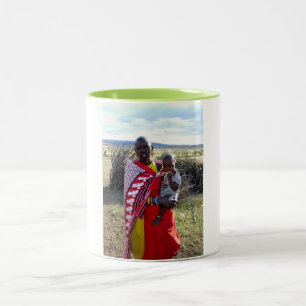 Keniaanse moeder en baby in Kenia Tweekleurige Koffiemok
