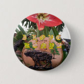 Keniaanse schoonheid: Bloem, Aloë Vera en Buffalo  Ronde Button 5,7 Cm (Voorkant)
