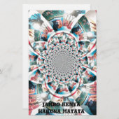 Keniaanse Tapestry Kaleidoscope Art Print Briefpapier (Voorkant / Achterkant)