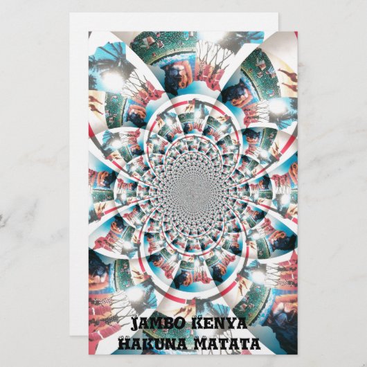 Keniaanse Tapestry Kaleidoscope Art Print Briefpapier (Voorkant / Achterkant)