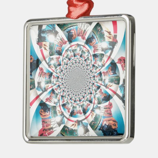 Keniaanse Tapestry Kaleidoscope Art Print Metalen Ornament (Links)