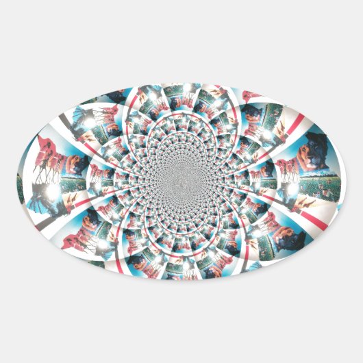 Keniaanse Tapestry Kaleidoscope Art Print Ovale Sticker (Voorkant)