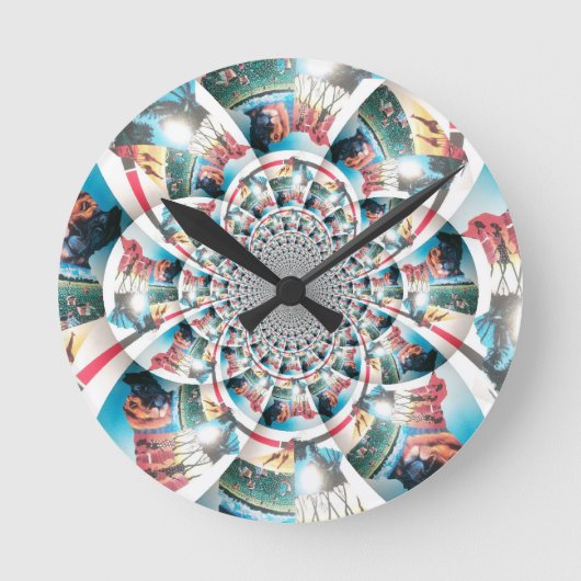 Keniaanse Tapestry Kaleidoscope Art Print Ronde Klok (Voorkant)