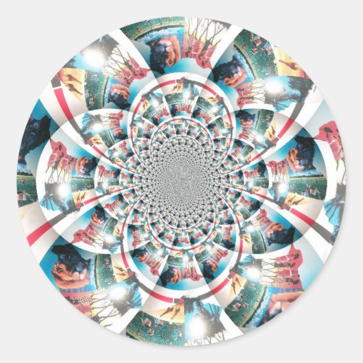 Keniaanse Tapestry Kaleidoscope Art Print Ronde Sticker (Voorkant)