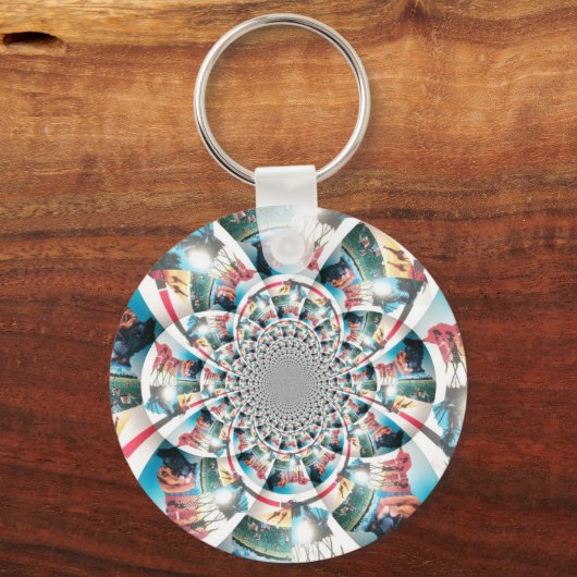 Keniaanse Tapestry Kaleidoscope Art Print Sleutelhanger (Voorkant)