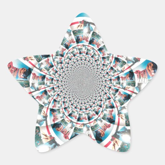 Keniaanse Tapestry Kaleidoscope Art Print Ster Sticker (Voorkant)