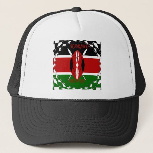 Keniaanse Vlag Eenheid: Tuko Pamoja Design Trucker Pet (Voorkant)
