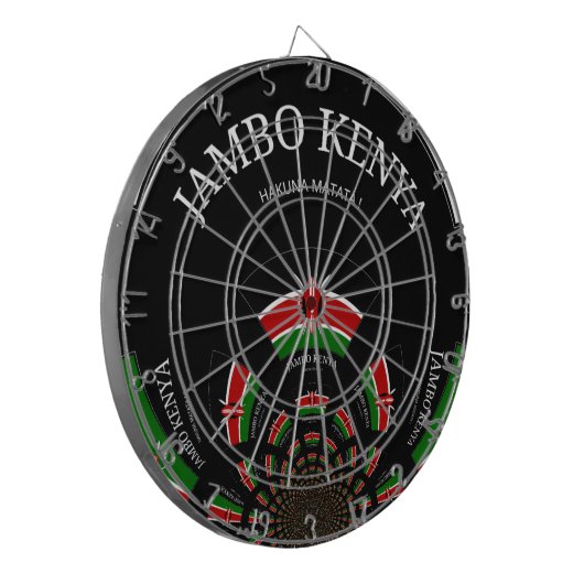 Keniaanse vlag Geïnspireerd door Jambo Welcome Des Dartbord (Voorkant Links)