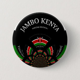Keniaanse vlag Geïnspireerd door Jambo Welcome Des Ronde Button 5,7 Cm