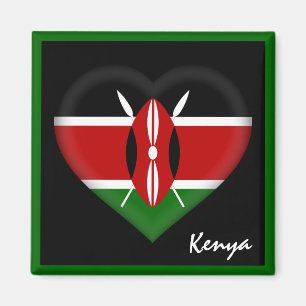 Keniaanse vlag & hart, Kenia-vakantie, reizen/spor Magneet