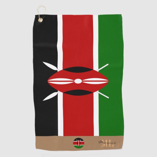 Keniaanse vlag & Kenia monogrammen / golfhanddoek (Voorkant)