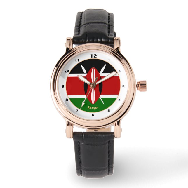 Keniaanse vlag & Kenia trendy mode / design horlog Horloge (Voorkant)