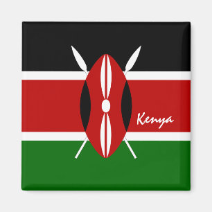Keniaanse vlag & Kenia-vakantie, reizen/sport Magneet