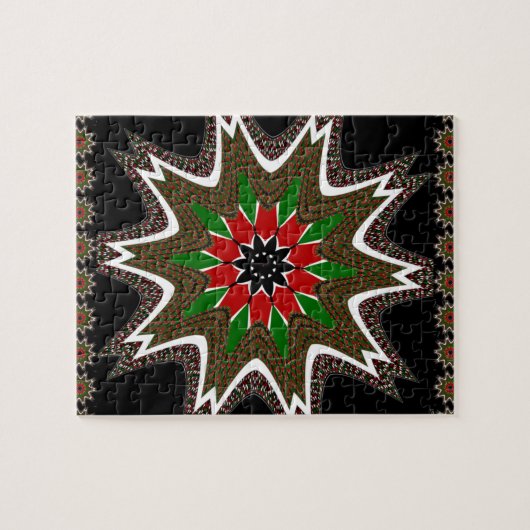 Keniaanse vlag kleuren kunstdruk / grafisch legpuzzel (Horizontaal)