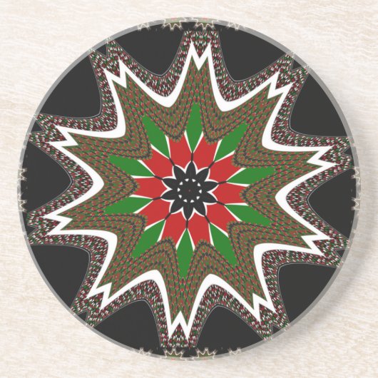 Keniaanse vlag kleuren kunstdruk / grafisch zandsteen onderzetter (Voorkant)