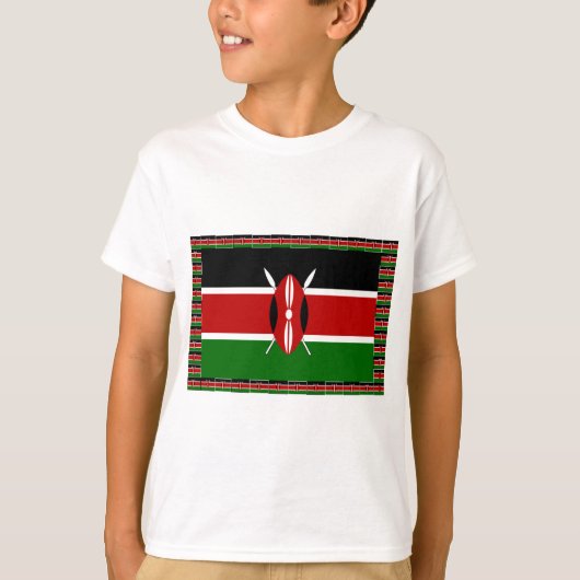 Keniaanse vlag: met miniatuur vlag Lijst Border Ar T-shirt (Voorkant)