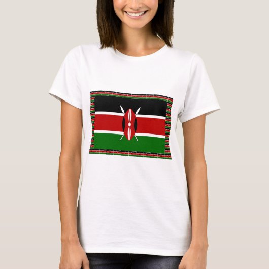 Keniaanse vlag: met miniatuur vlag Lijst Border Ar T-shirt (Voorkant)