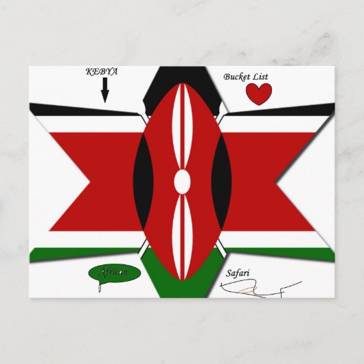 Keniaanse vlag Safari Design: Bucket List Briefkaart (Voorkant)