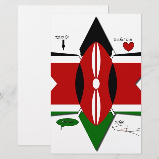 Keniaanse vlag Safari Design: Bucket List Briefpapier (Voorkant / Achterkant)