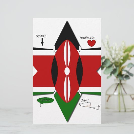 Keniaanse vlag Safari Design: Bucket List Briefpapier (Staand voorkant)