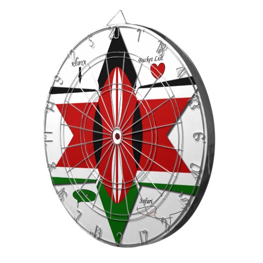 Keniaanse vlag Safari Design: Bucket List Dartbord (Voorkant Rechts)