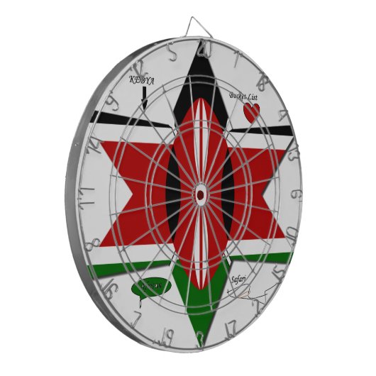 Keniaanse vlag Safari Design: Bucket List Dartbord (Voorkant Links)