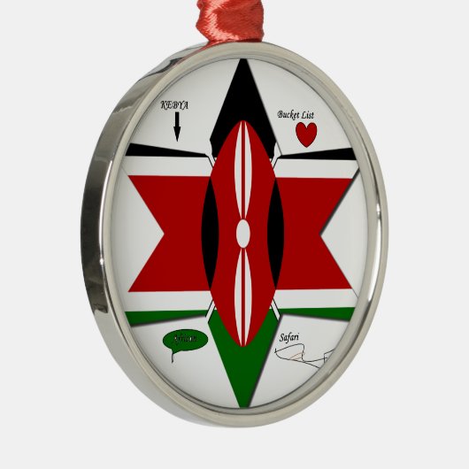 Keniaanse vlag Safari Design: Bucket List Metalen Ornament (Rechts)