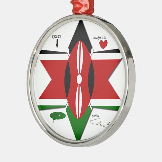 Keniaanse vlag Safari Design: Bucket List Metalen Ornament (Links)