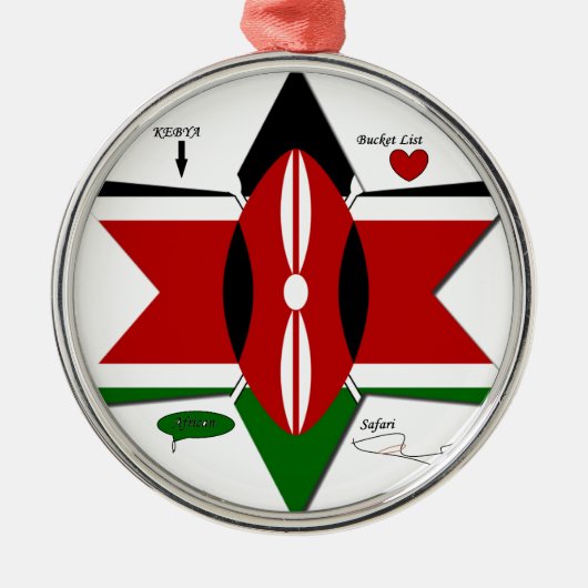 Keniaanse vlag Safari Design: Bucket List Metalen Ornament (Voorkant)
