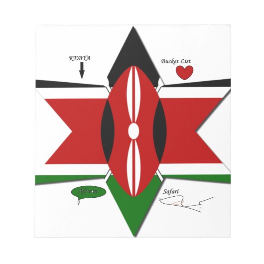 Keniaanse vlag Safari Design: Bucket List Notitieblok (Voorkant)