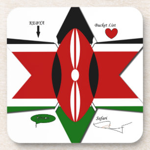 Keniaanse vlag Safari Design: Bucket List Onderzetter