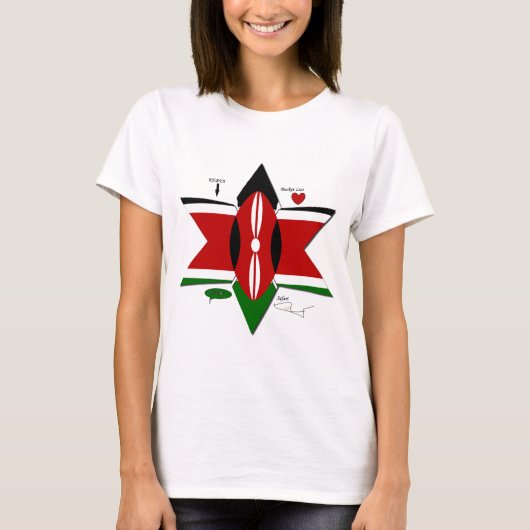 Keniaanse vlag Safari Design: Bucket List T-shirt (Voorkant)