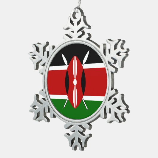 Keniaanse vlag tin sneeuwvlok ornament (Rechts)