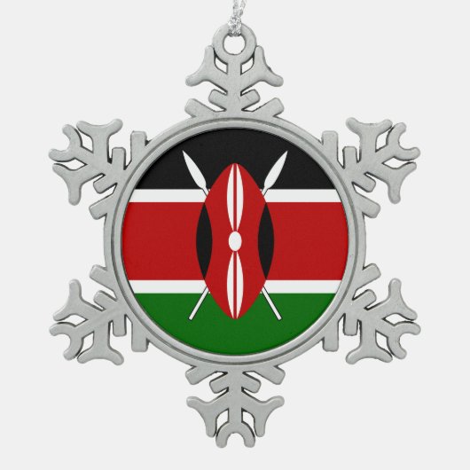 Keniaanse vlag tin sneeuwvlok ornament (Voorkant)