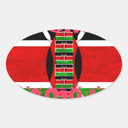 Keniaanse vlag: Tuko Pamoja - Unity Art Design Ovale Sticker (Voorkant)