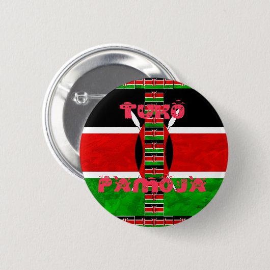 Keniaanse vlag: Tuko Pamoja - Unity Art Design Ronde Button 5,7 Cm (Voorkant /achterkant)