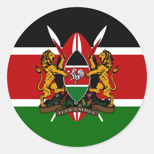 Keniaanse vlag & wapen, vlag van Kenia Ronde Sticker (Voorkant)