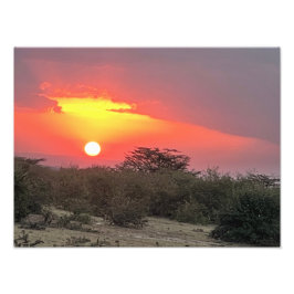 Keniaanse Zonsondergang Foto Afdruk