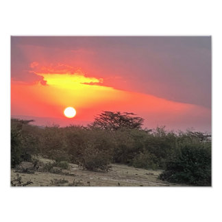 Keniaanse Zonsondergang Foto Afdruk