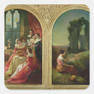 Kenilworth Castle - Past and Cadeau, 1854 Vierkante Sticker