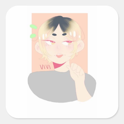Kenma Kozume Vierkante Sticker (Voorkant)