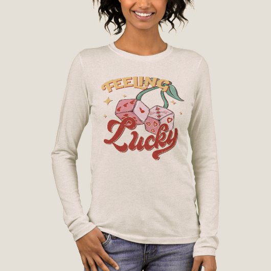 Kenmerken Lucky Dice Retro Typografie Tri-Blend Shirt (Voorkant)