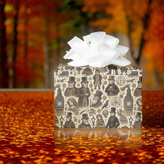 Kenmerken van Classic Christmas Carol Brown Cadeaupapier