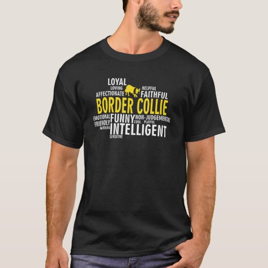 Kenmerken van het Border Collie hondenras T-shirt (Voorkant)